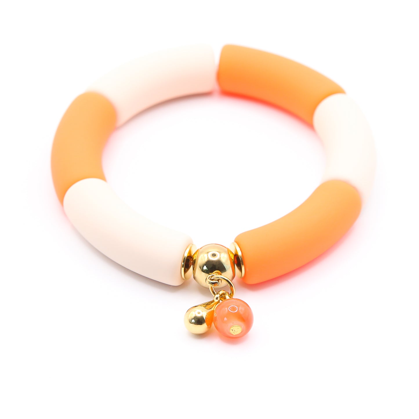 Armreifen MATT Acryl "orange/weiss"