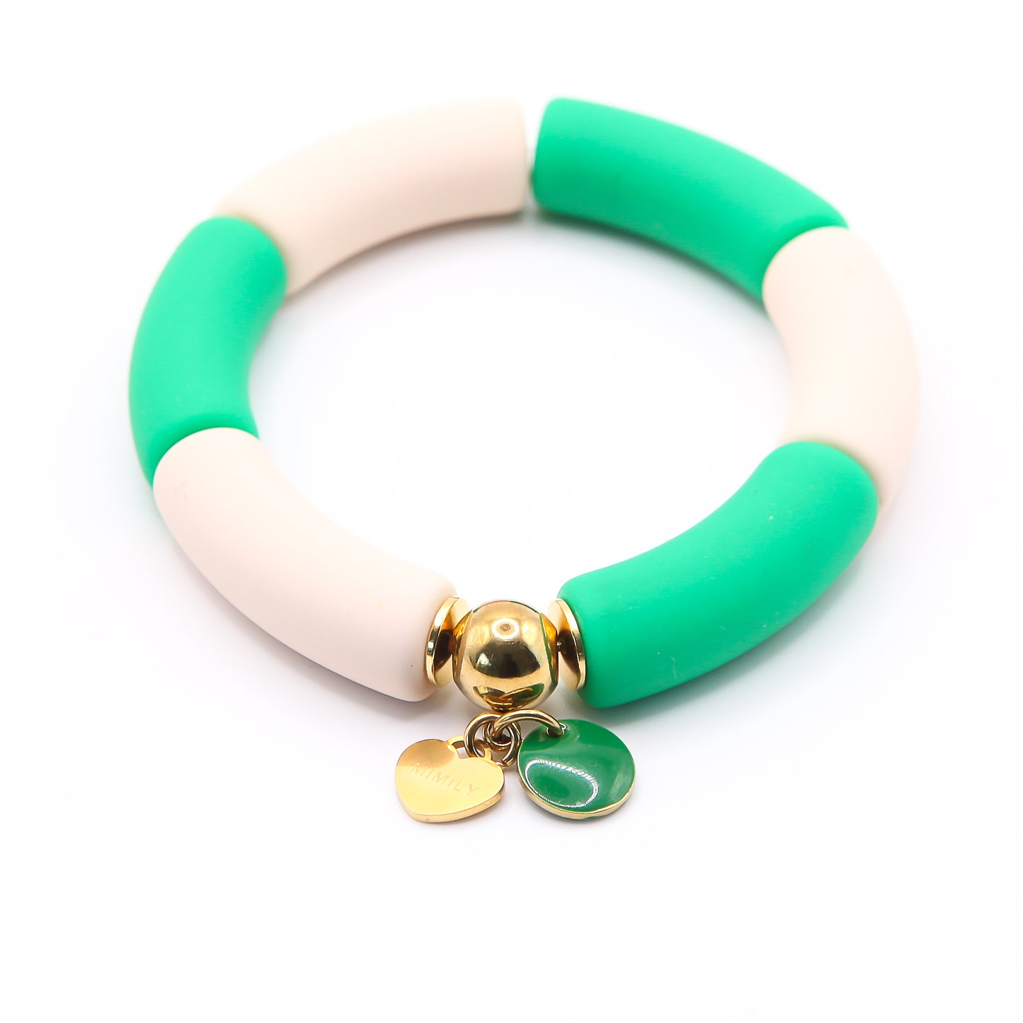 Armreifen MATT Acryl "grün/weiss"