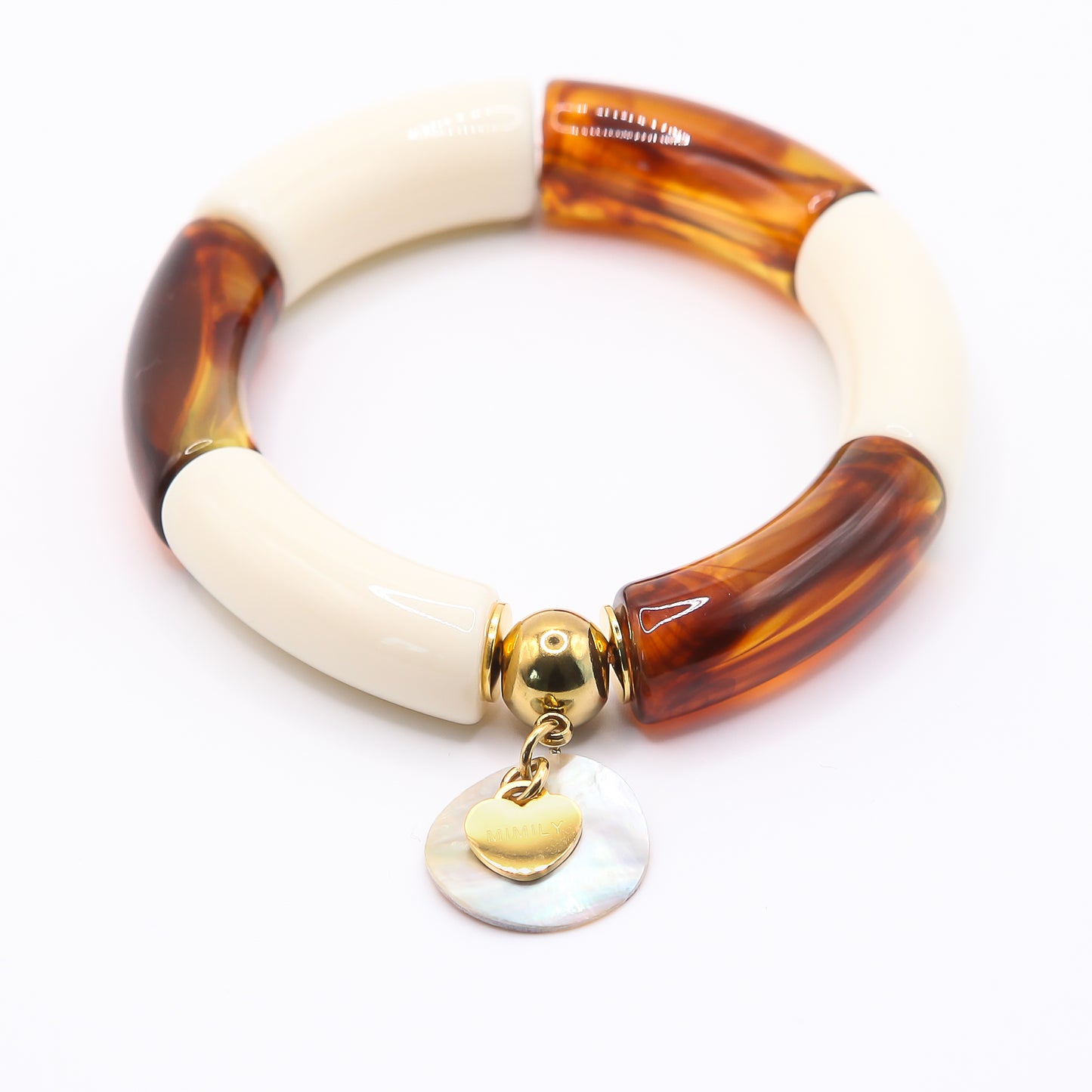 Armreifen Bunt Gr. S/M "hornbraun/weiss"