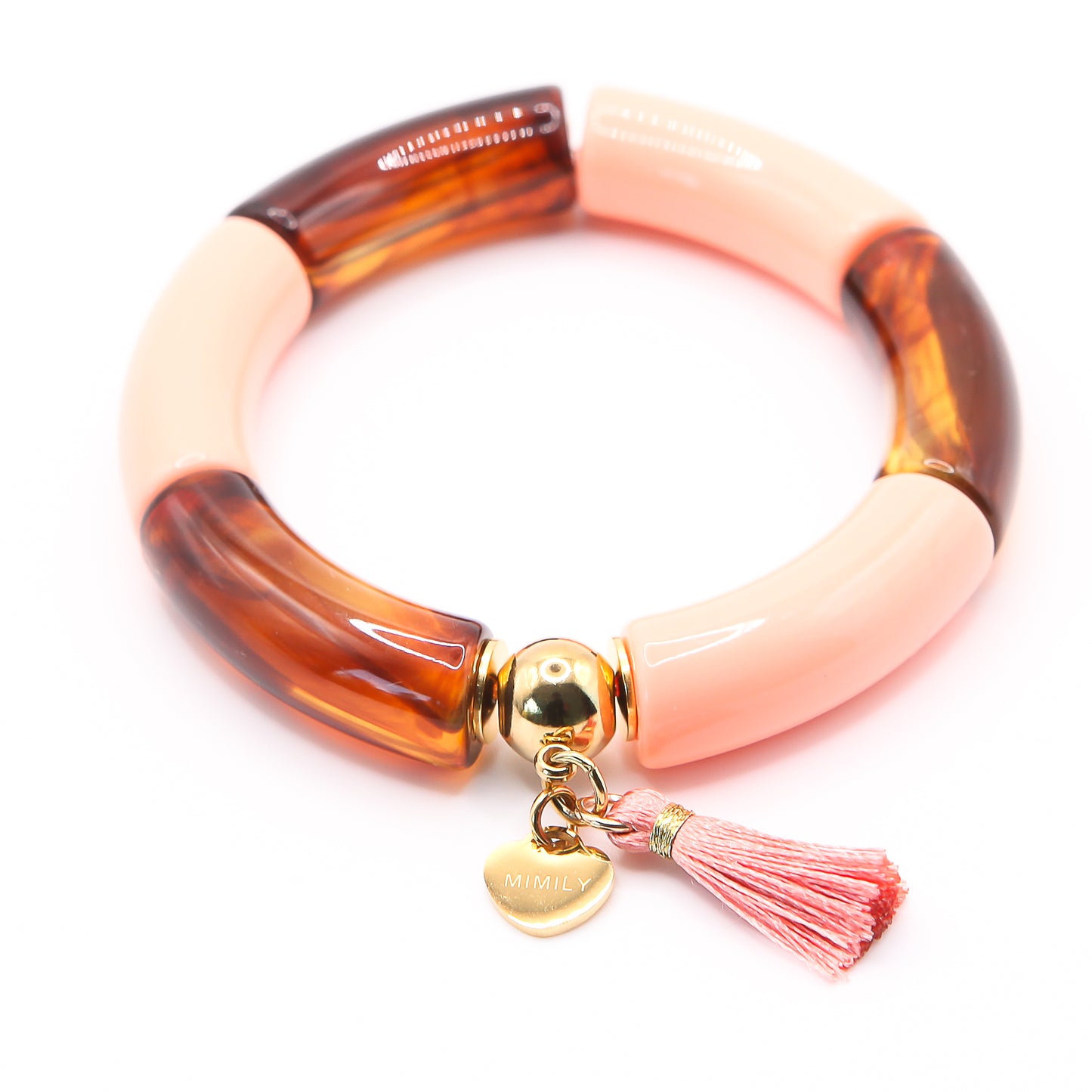 Armreifen Bunt Gr. S/M "hornbraun/lachs"