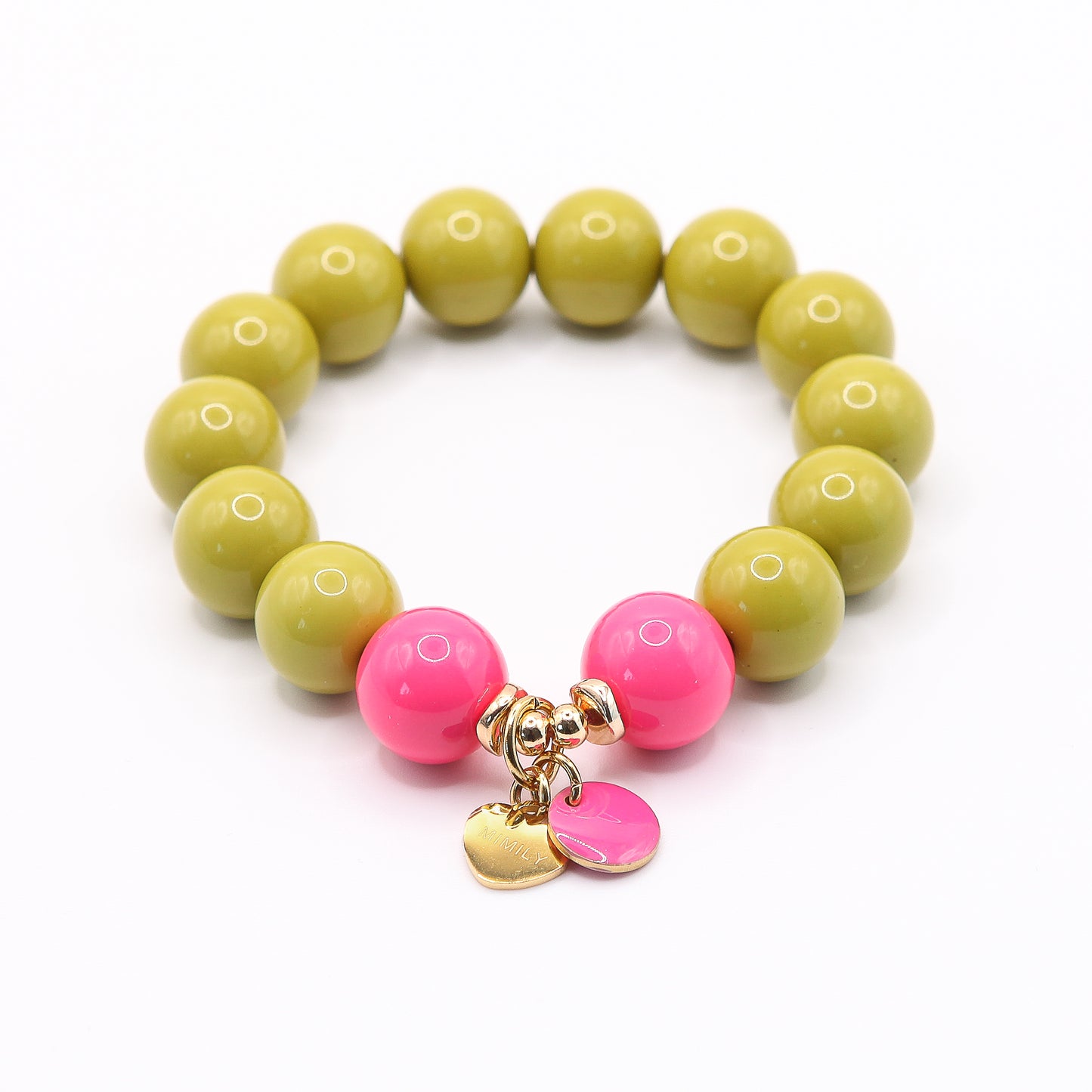 Armband Gr. S/M "Pinky im Olivenglas"