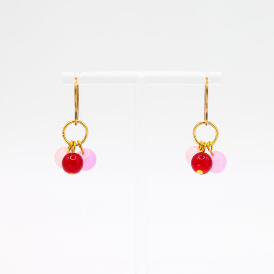 Ohrringe "3 Bubbles" rot/rosé
