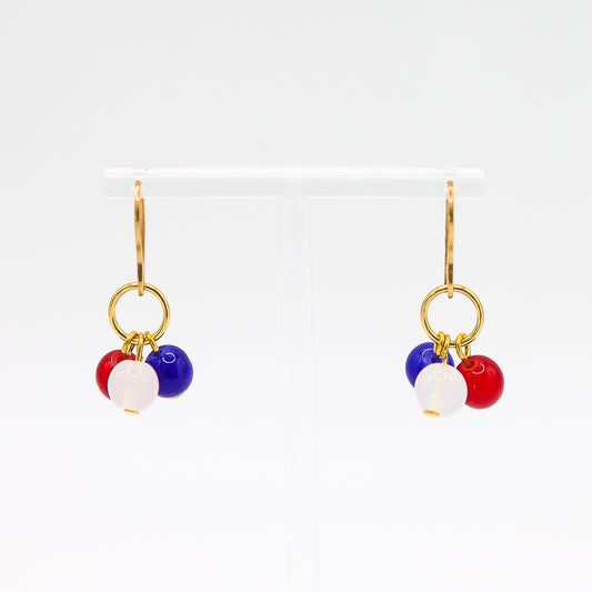 Ohrringe "3 Bubbles" blau/weiss/rot