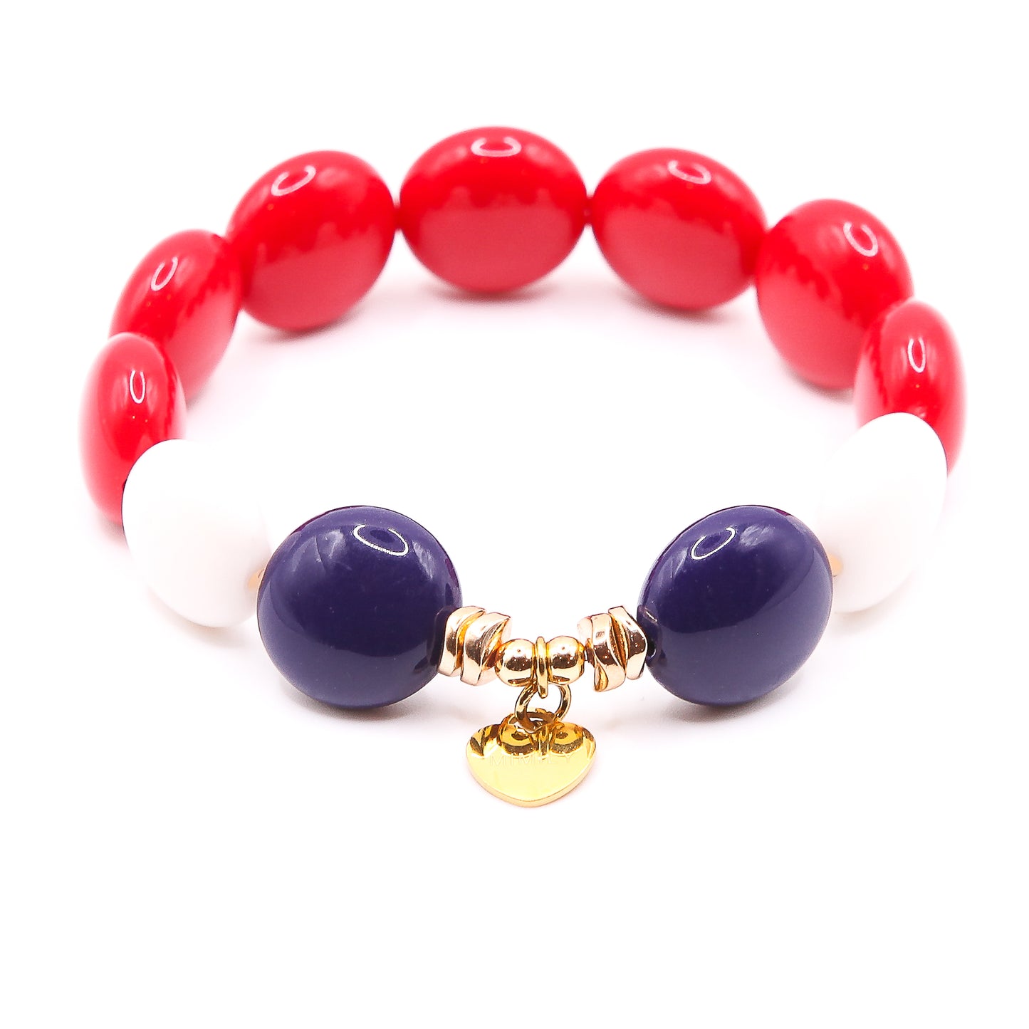 Armband Schokolinsen "rot/weiss/blau"