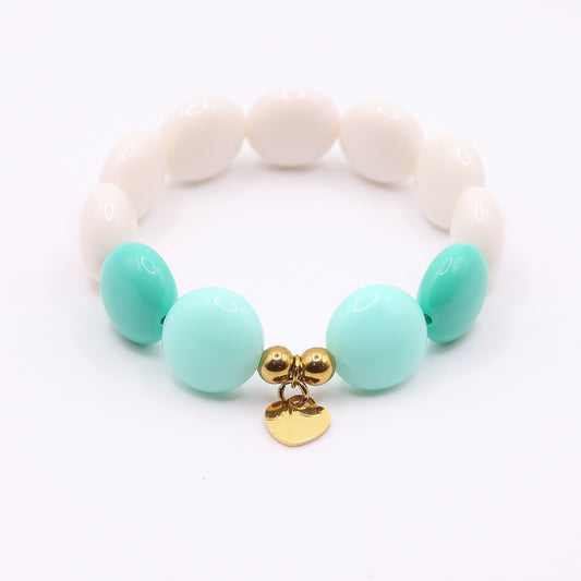 Armband Schokolinsen "weiss/türkis/hellblau"