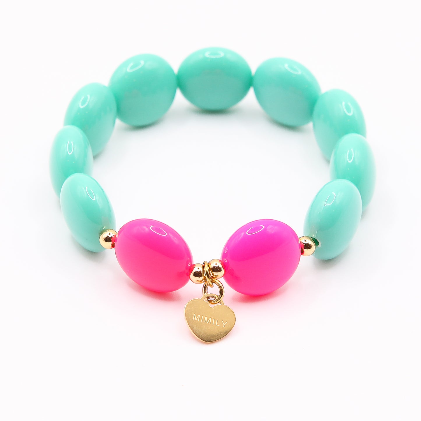 Armband Schokolinsen "türkis/pink"