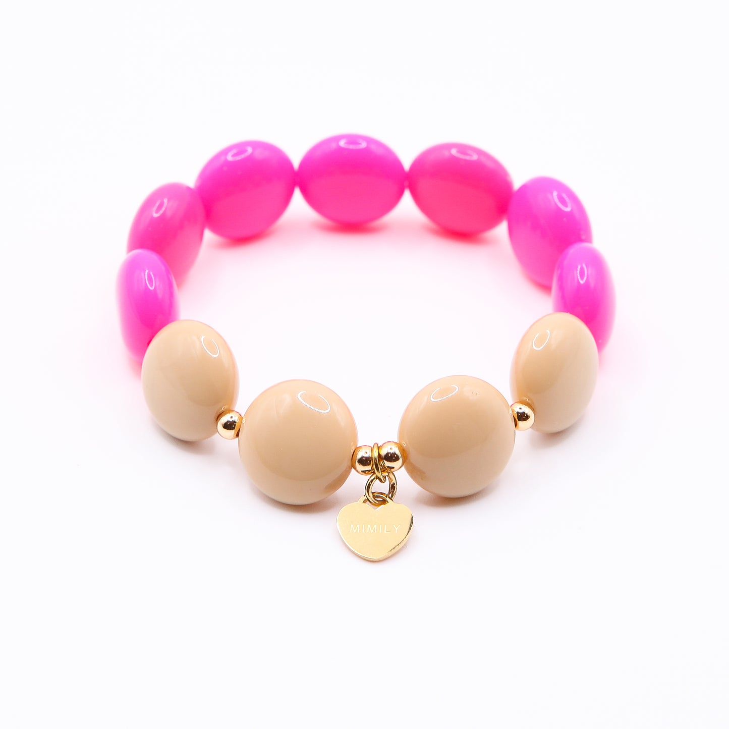 Armband Schokolinsen "pink/beige"
