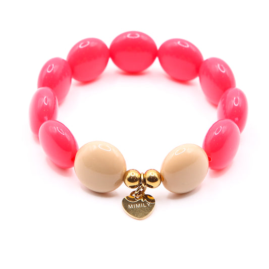 Armband Schokolinsen "coral/beige"