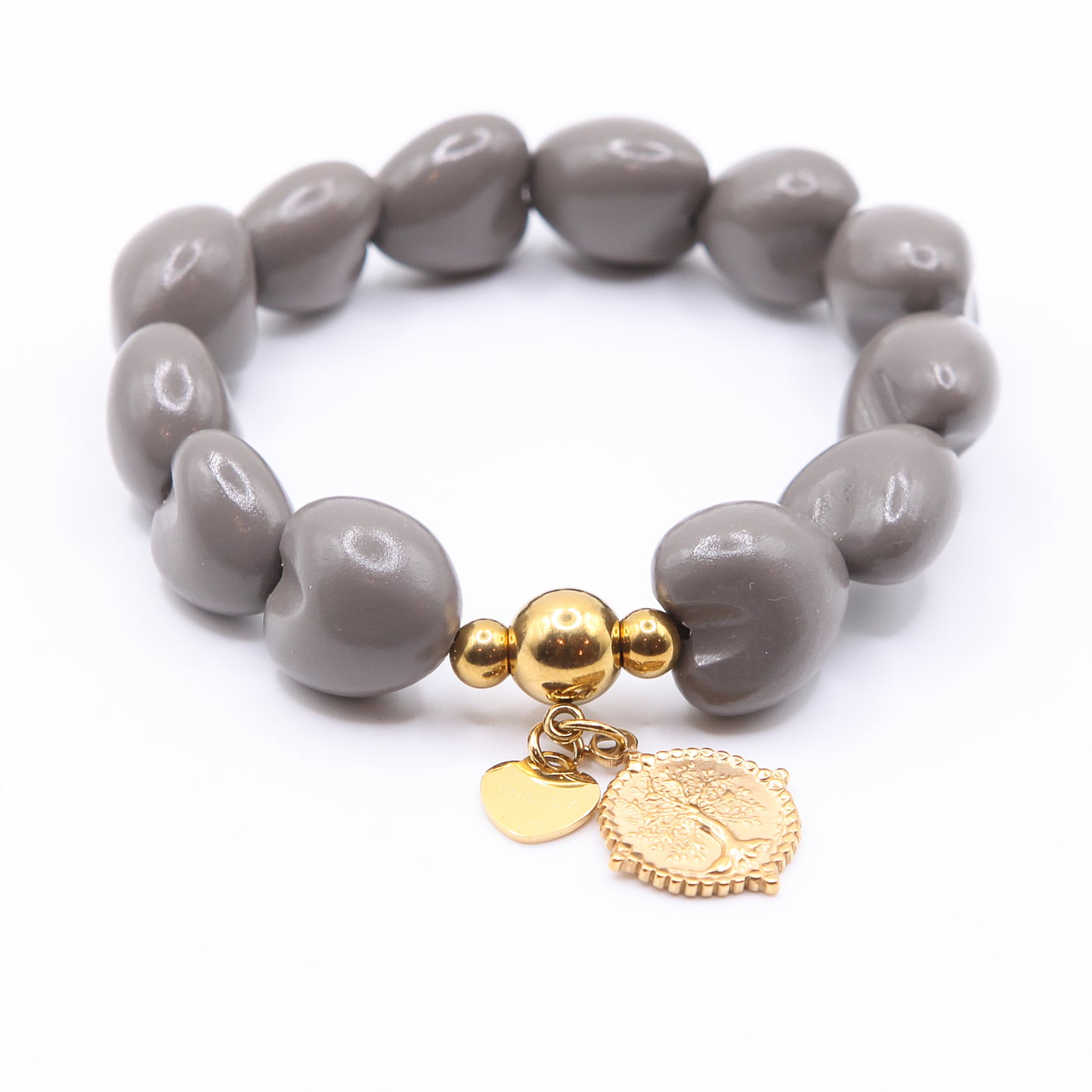 Armband "Palmenkerne" khaki/grau