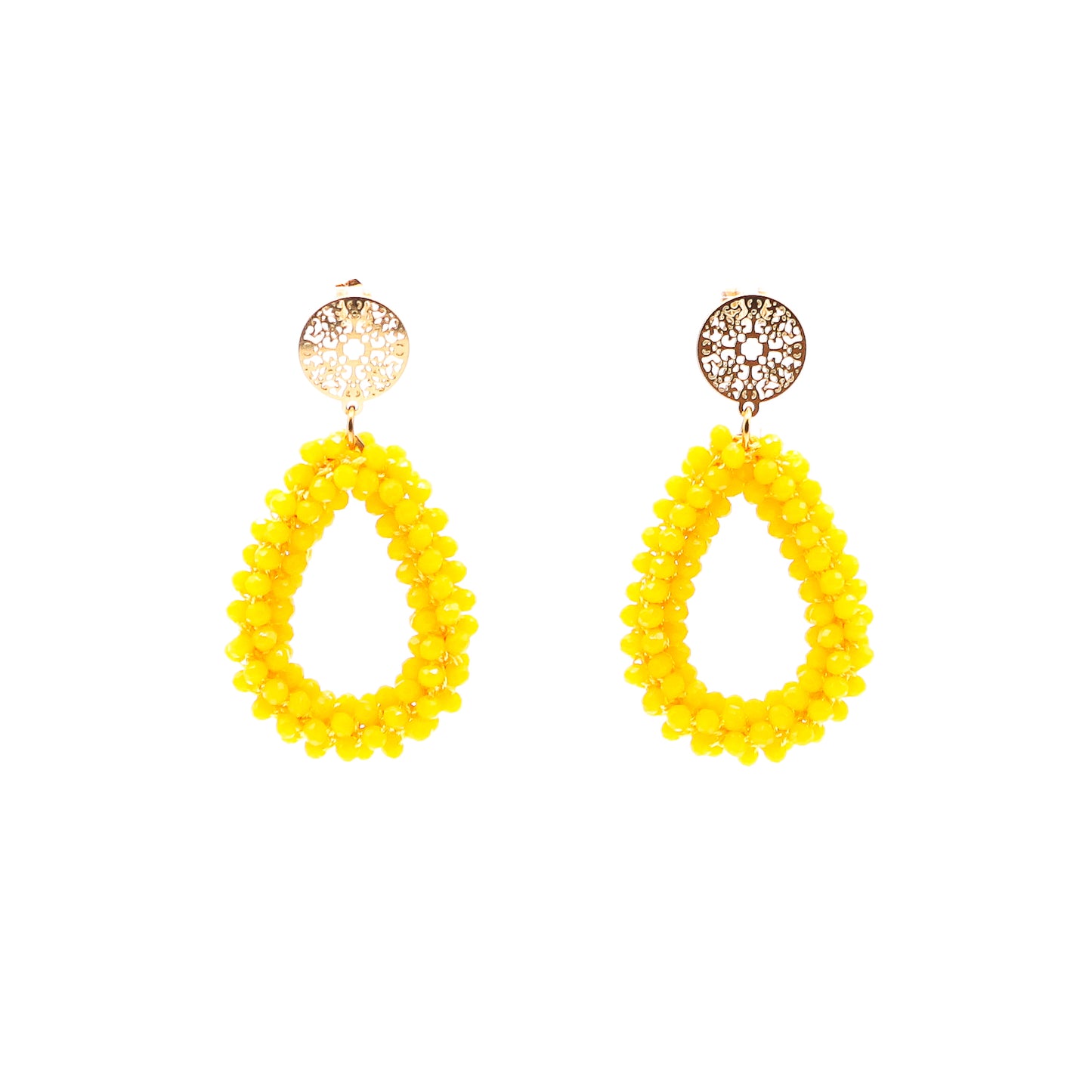 Ohrringe "Glitter" tropfen gelb