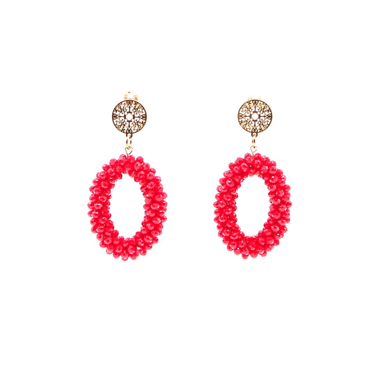 Ohrringe "Glitter" oval rot