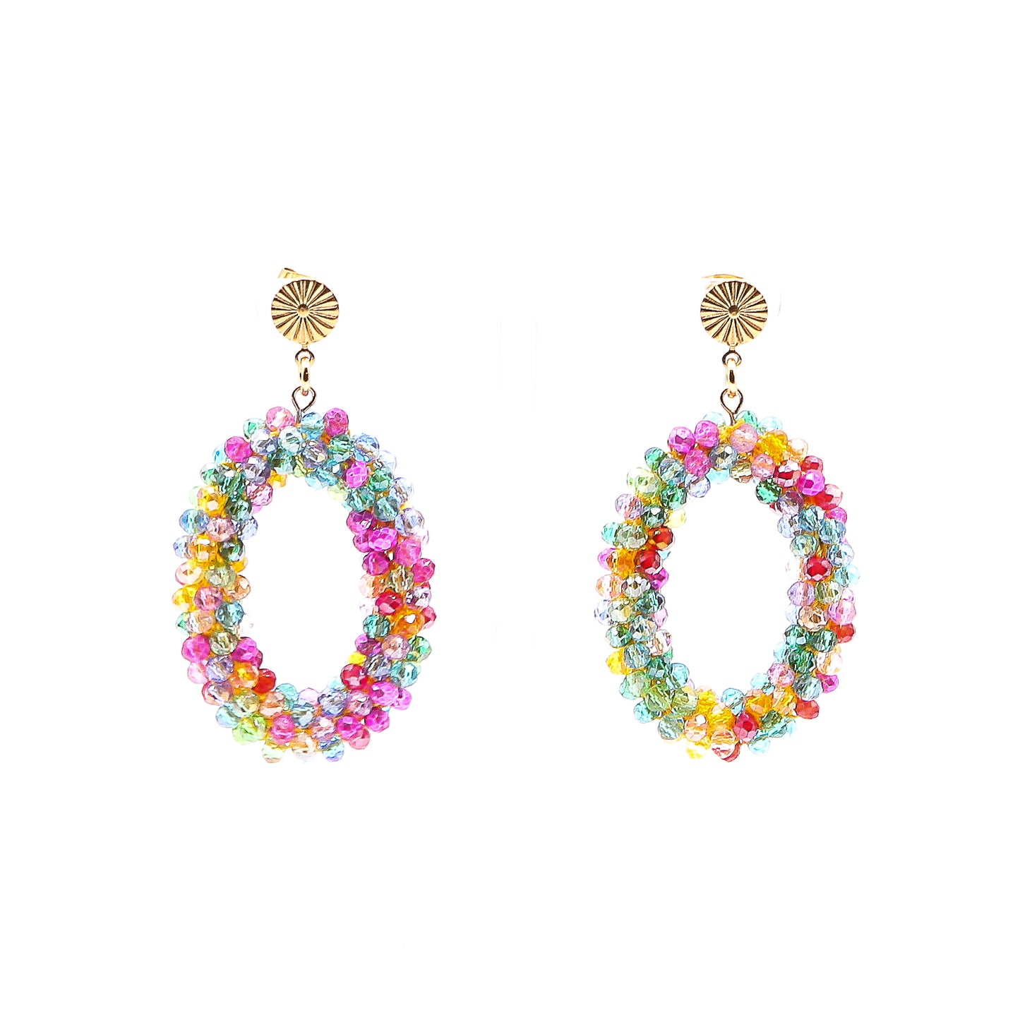 Ohrringe "Glitter" oval bunt