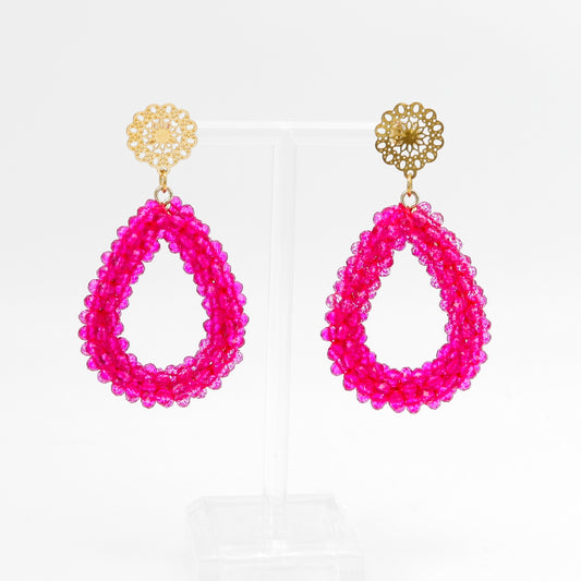 Ohrringe "Glitter" tropfen pink