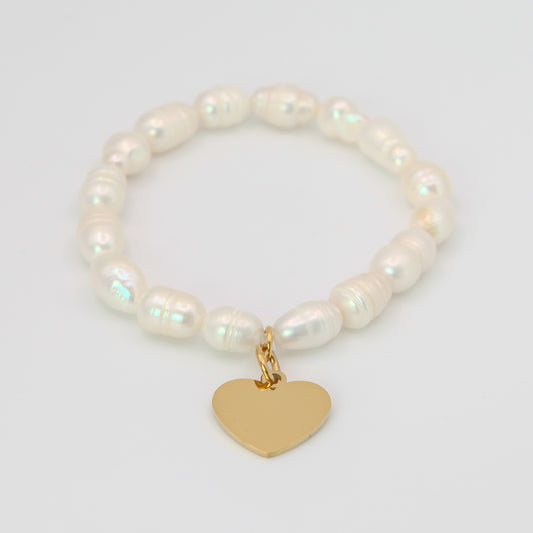 Perlenarmband "Süßwasser Herz"