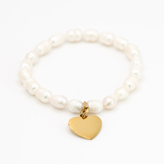 Perlenarmband "Süßwasser Herz"